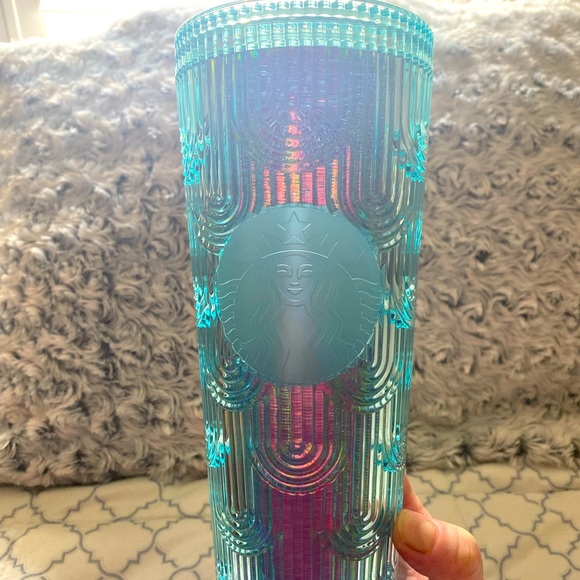 NEW Starbucks 2022 Core Iridescent Teal Mermaid scale 24oz Tumblr! - Picture 3 of 4